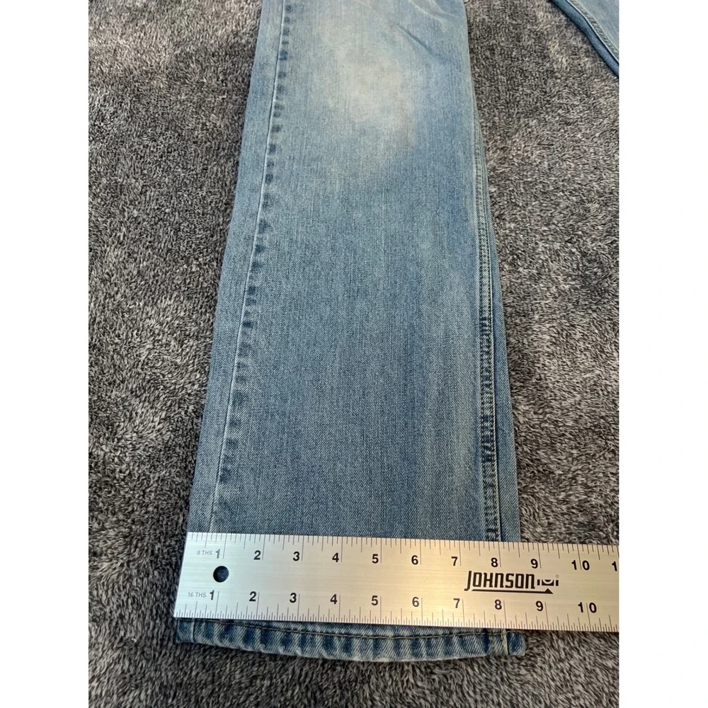 Levis 505 Regular Fit Straight Leg Light Wash Denim Jeans Mens 34x34 Blue - Picture 4 of 8